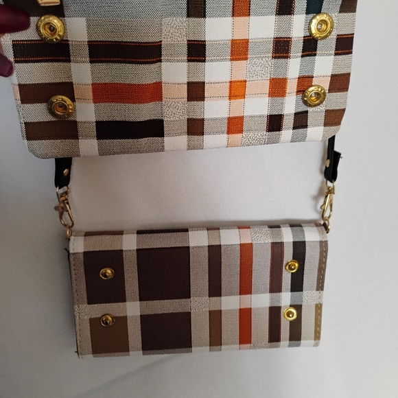 Plaid Crossbody Wallet  with Bow Accent - Picture 6 of 10